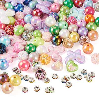 140Pcs 5 Styles UV Plating Opaque Acrylic Beads DIY-TA0015-59-1