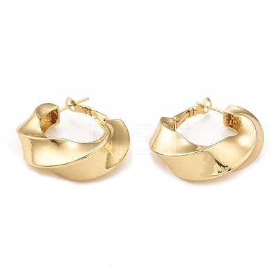 Rack Plating Brass Twist Ring Hoop Earrings for Women EJEW-L231-70G-1