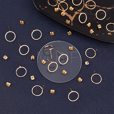 Ring Brass Stud Earing Findings KK-BBC0014-20G-1