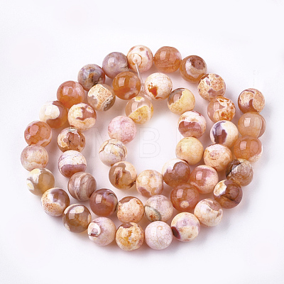 Natural Fire Crackle Agate Beads Strands G-S346-8mm-22-1