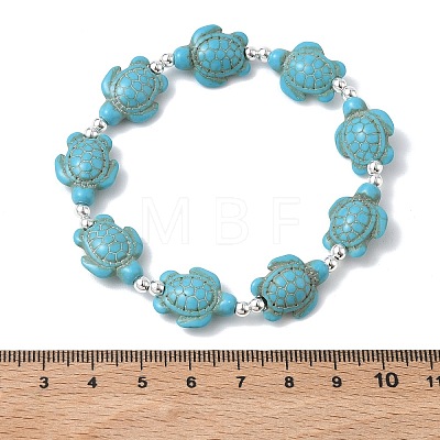 Synthetic Turquoise & Non-magnetic Hematite Beads Stretch Bracelets for Women Men BJEW-JB13729-01-1