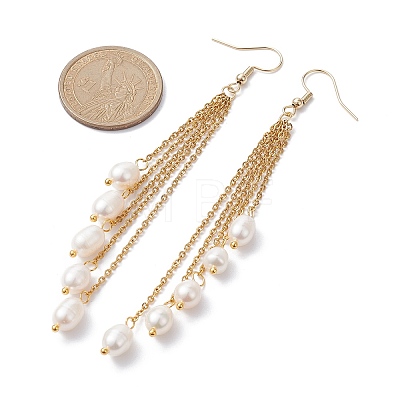 Natural Pearl Beads Dangle Earrings EJEW-JE05413-01-1