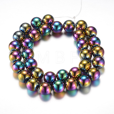 Electroplate Magnetic Synthetic Hematite Bead Strands G-A165A-12mm-01-1