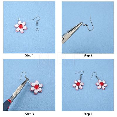 DIY 3D Flower Dangle Earring Making Kit DIY-SZ0008-56-1