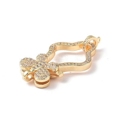Brass Micro Pave Clear Cubic Zirconia Lobster Claw Clasps KK-I702-39G-1