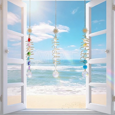 6Pcs 3 Styles Glass Teardrop Window Hanging Suncatchers HJEW-BM0001-48-1