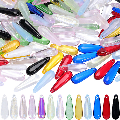 130Pcs 13 Colors Baking Paint Transparent Glass Pendants FIND-SC0023-46A-1