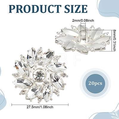 20Pcs Alloy Rhinestone Shank Buttons BUTT-ME0001-27-1