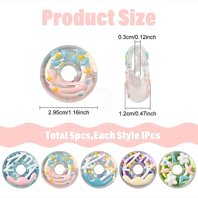 5Pcs 5 Styles Opaque Acrylic Beads MACR-YW0004-50-1
