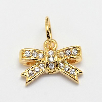 CZ Brass Micro Pave Cubic Zirconia Bowknot Bow Charms ZIRC-L018-14-1