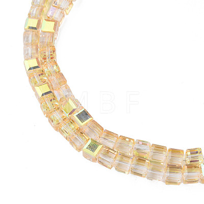 Electroplate Transparent Glass Beads Strands EGLA-N002-28-C07-1