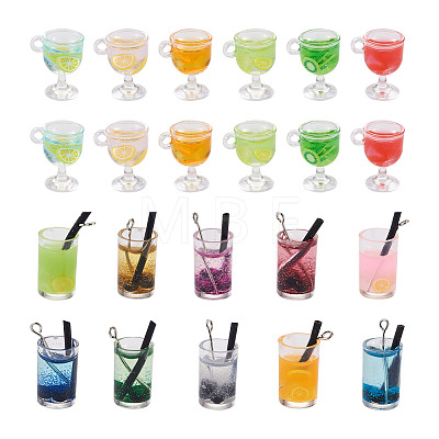 64Pcs 16 Style Imitation Juice Draft Beer Resin Pendants CRES-PJ0001-02-1