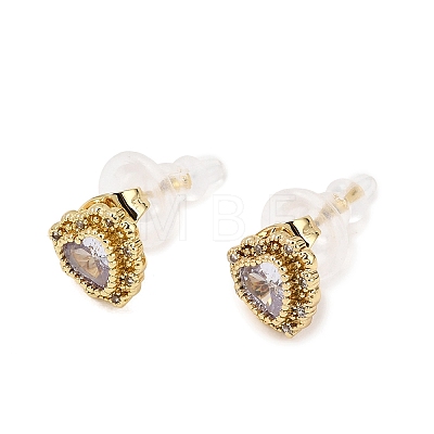Brass Micro Pave Cubic Zirconia Stud Earrings LS-CU-CBA2AB4-01G-1