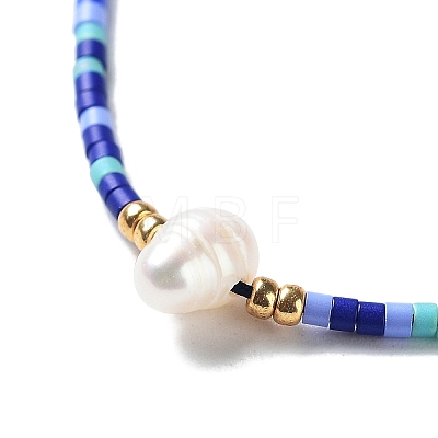 Glass Imitation Pearl & Seed Braided Bead Bracelets WO2637-13-1