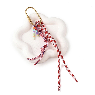 Natural Freshwater Shell with Polyester & Spandex Cord Pendant Decorations HJEW-YW00479-1