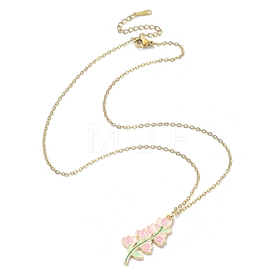 3Pcs 3 Style Alloy Enamel Flower Pendant Necklaces Set with 304 Stainless Steel Chains NJEW-JN04413-1