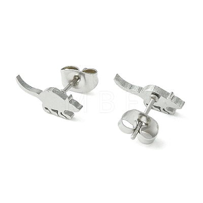 Cute Little Animal Theme 304 Stainless Steel Stud Earrings EJEW-B041-03I-P-1