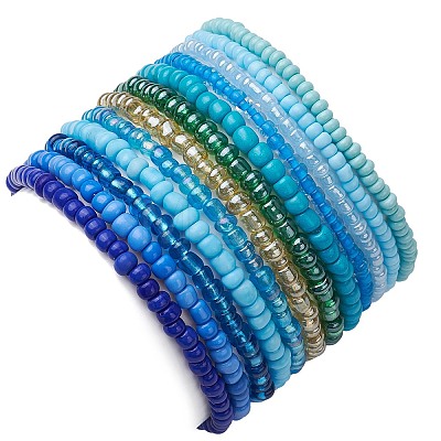 12Pcs 12 Styles Glass Stretch Bracelets BJEW-JB11032-02-1