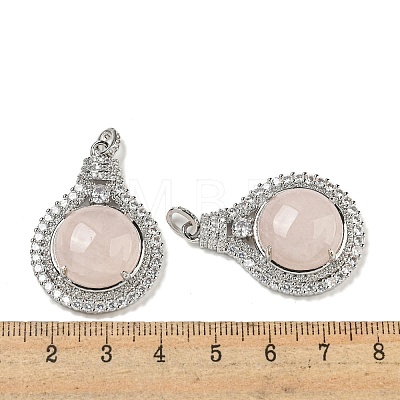 Natural Rose Quartz with Clear Cubic Zirconia Pendants G-G133-01P-23-1