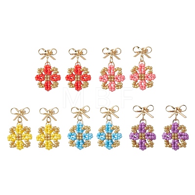 Glass Seed Beads Dangle Stud Earrings EJEW-MZ00702-1