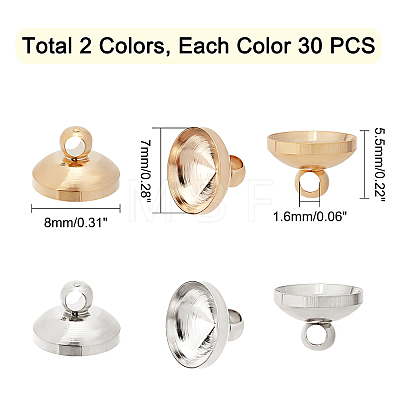   60Pcs 2 Colors Brass Bead Cap Pendant Bails KK-PH0003-50-1