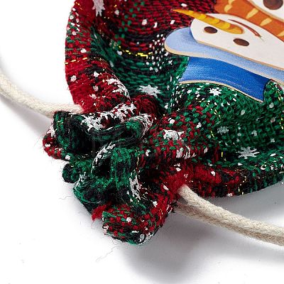 Christmas Theme Rectangle Jute Bags with Jute Cord ABAG-E006-01D-1