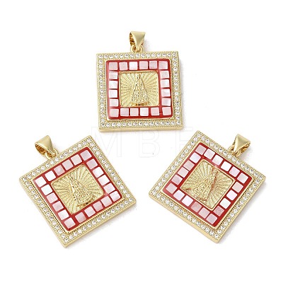 Brass Micro Pave Cubic Zirconia Pendants KK-K385-032G-1