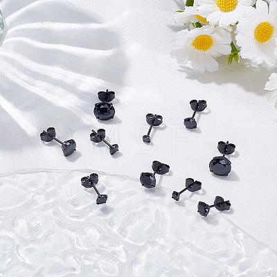 10Pcs 5 Styles 304 Stainless Steel Stud Earrings EJEW-SC0002-28-1