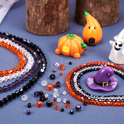  12 Strands 12 Style Halloween Theme Transparent Glass Beads Strands GLAA-TA0001-42-1