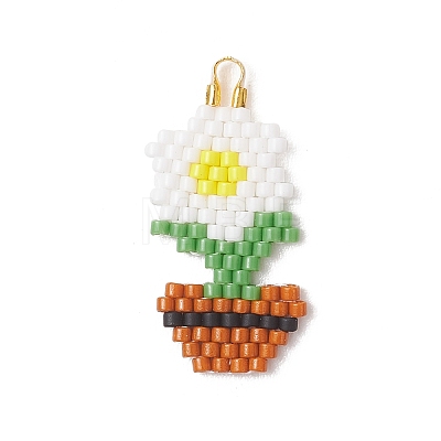 MIYUKI Glass Seed Beaded Pendants PALLOY-MZ01259-01-1
