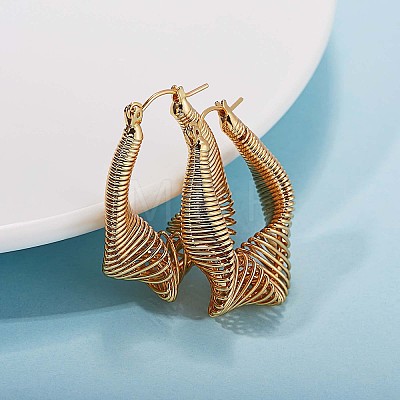 Brass Wire Wrapped Chunky Hoop Earrings for Women JE914A-1