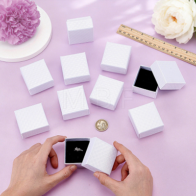 Rhombus Textured Cardboard Ring Storage Boxes CBOX-WH0005-05A-1
