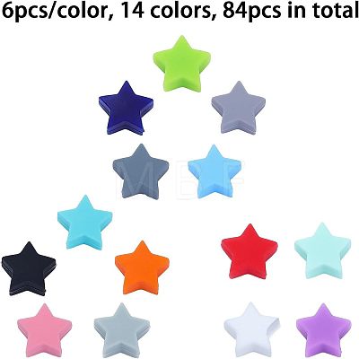 84Pcs 14 Colors Silicone Beads SIL-CA0001-26-1