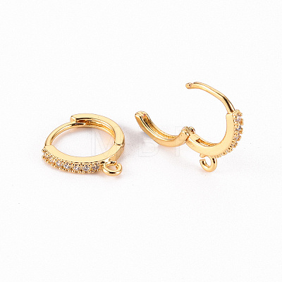 Brass Micro Pave Clear Cubic Zirconia Hoop Earring Findings LS-X-ZIRC-S068-009B-NF-1