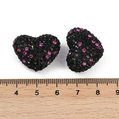 Heart Shaped Polymer Clay Rhinestone Beads CLAY-NH0002-01C-1