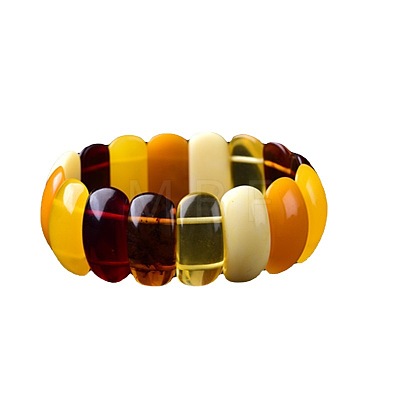 Rectangle Natural Amber Stretch Bracelets for Women FIND-PW0021-03-1