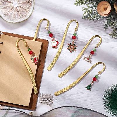 Christmas Theme Alloy  Hook Bookmarks AJEW-JK00334-1