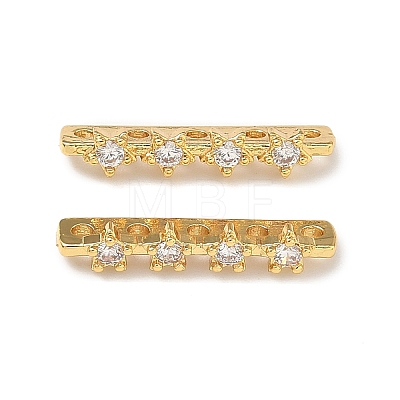 Brass Micro Pave Clear Cubic Zirconia Spacer Bars KK-Z139-11G-01-1