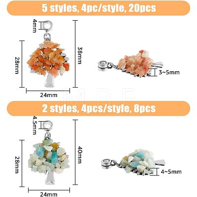 28Pcs 7 Styles Chakra Alloy European Dangle Charms G-FH0001-81-1