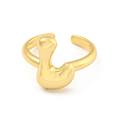 Brass Letter Open Cuff Rings for Women RJEW-G313-01L-G-1