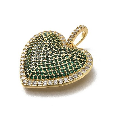 Brass Micro Pave Cubic Zirconia Pendants KK-C090-43G-01-1