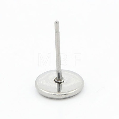 304 Stainless Steel Flat Round Stud Earring Settings STAS-I017-04-1
