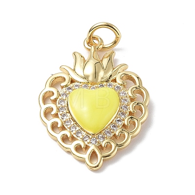 Eco-Friendly Rack Plating Brass Micro Pave Cubic Zirconia Pendants KK-F845-33G-01-1