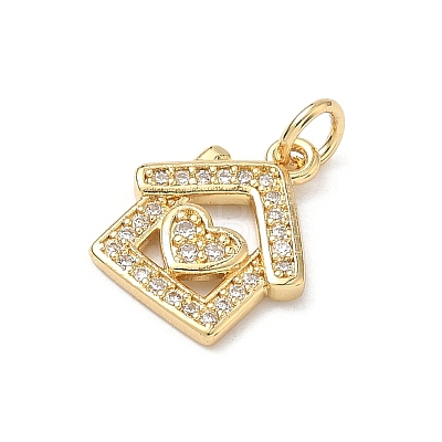 Brass Micro Pave Clear Cubic Zirconia Pendants KK-H255-23G-1-1