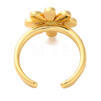 Rack Plating Flower Brass Enamel Open Cuff Rings for Women RJEW-S242-10A-1