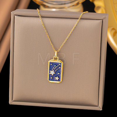 Rectangle Tarot 304 Stainless Steel with Enamel Pendant Necklaces for Women NJEW-G157-01G-03-1