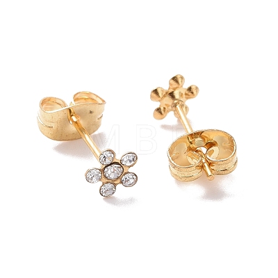 Rhinestone Flower Stud Earrings with 316L Surgical Stainless Steel Pins EJEW-P204-03G-02-1