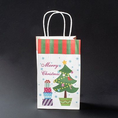 Christmas Theme Kraft Paper Gift Bags CARB-L009-A10-1