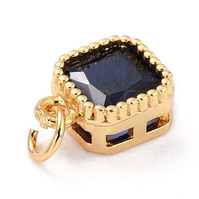 Real 18K Gold Plated Brass Inlaid Cubic Zirconia Charms ZIRC-L100-073G-1
