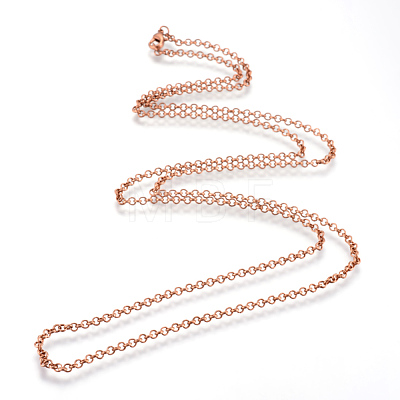 Iron Rolo Chains Necklace Making X-MAK-R015-60cm-R-1